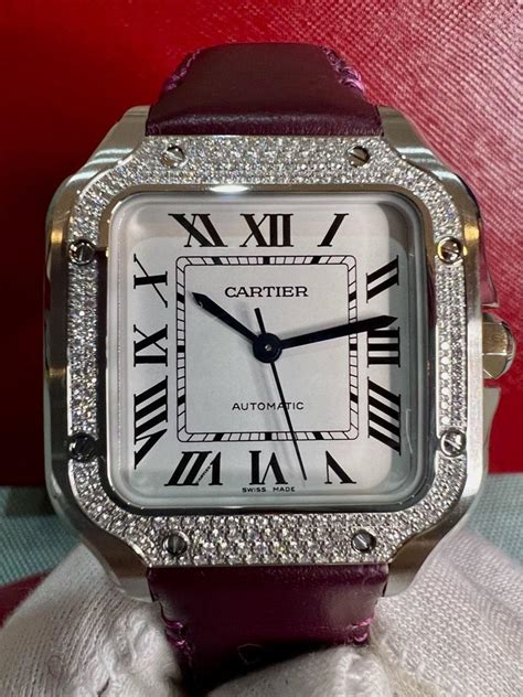 new cartier santos watch|cartier santos diamond bezel.